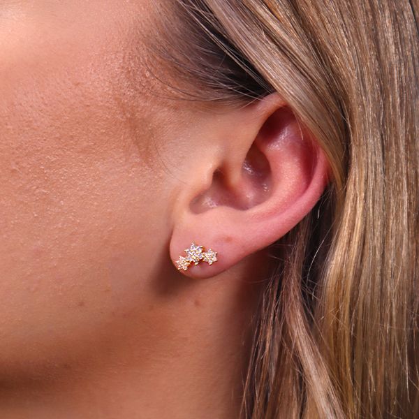 Triple Flower Stud Earrings